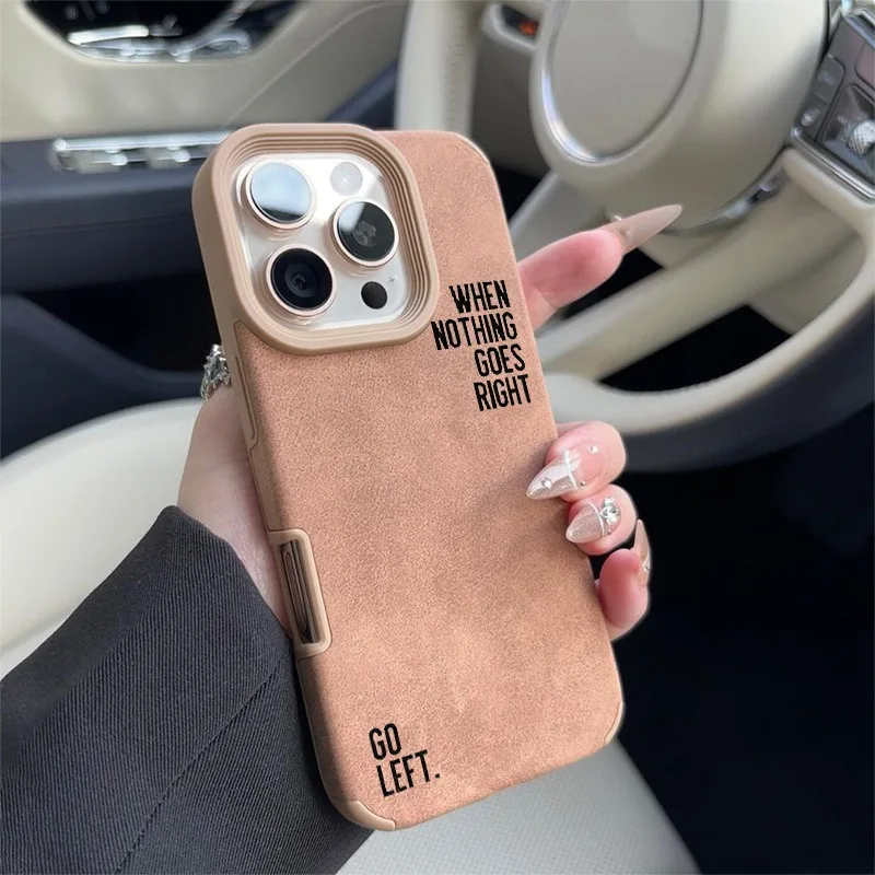Elegant Faux Leather Textured Phone Case with Minimalist Letter Design