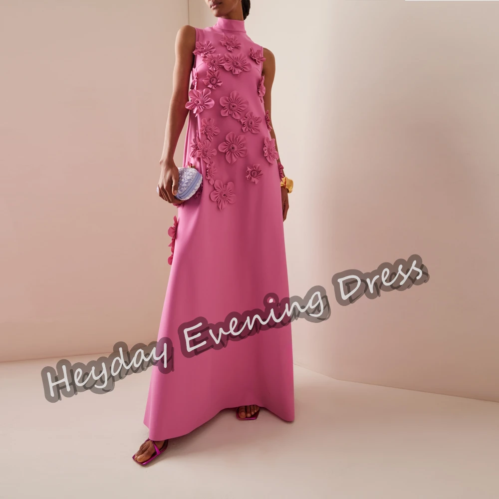 

Heyday Crepe O-neck Saudi Arabia A-Line Sleeveless Prom Gown Sexy Floor Length Elegant Evening Party Dresses For Women 2024