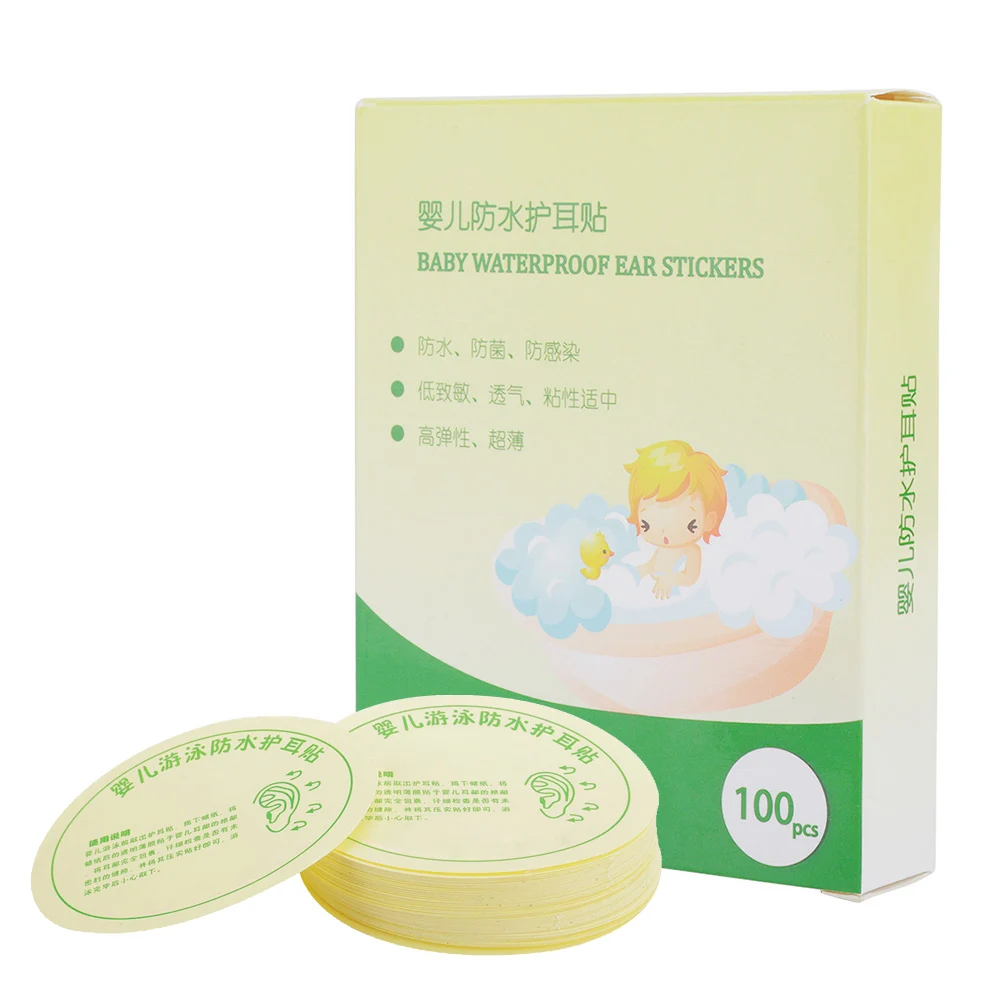 

100pcs Baby Waterproof Ear Stickers Bath Swimming Infant Newborn Ear Care Paste(Transparent ) Nursing Ear Paste Baby Supplies