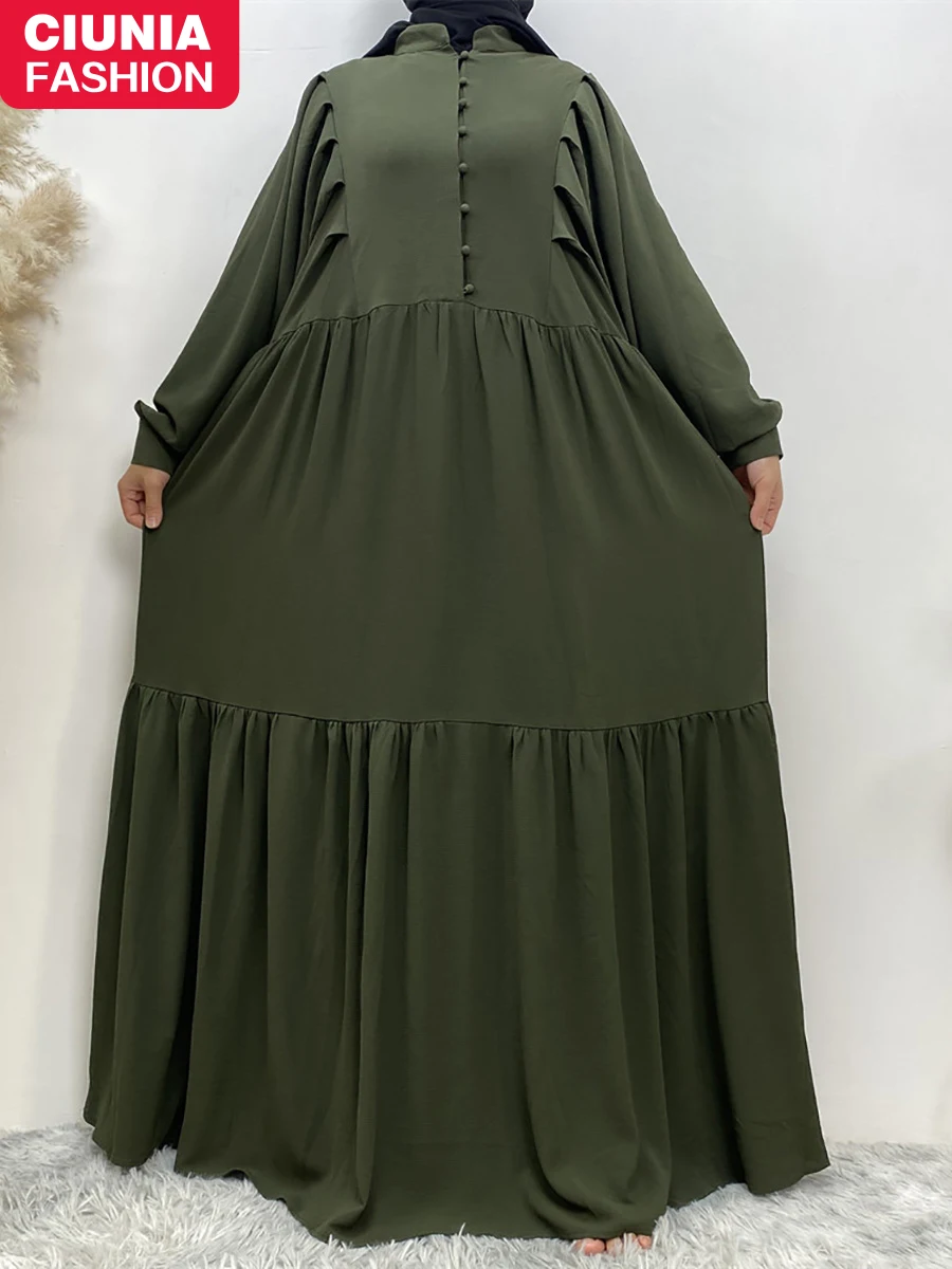 RamadanEidFashionPuffSleeveMuslimAbayasRobeIslamicDresses