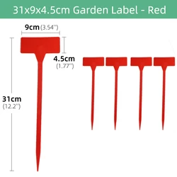 Durable Waterproof Plastic Garden Plant Labels - Set of 5/10 Nursery Tags for Herbs and Flowers Classification (A - Red)