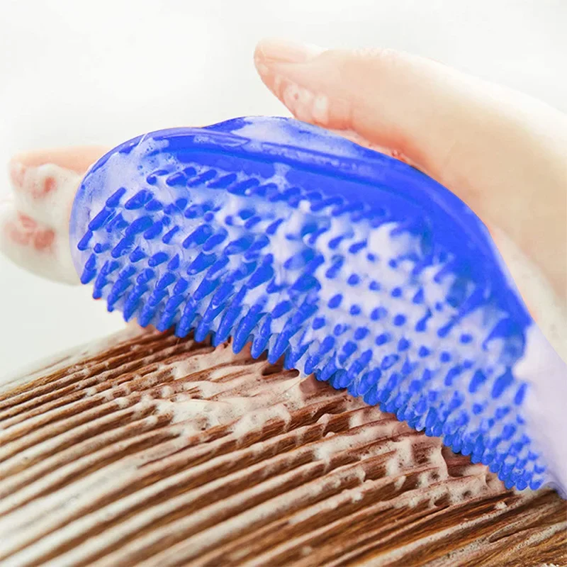 Dog Shower Brush Silicone Pet Massage Brush Short Haired Cat Scrub Shower Gloves cat grooming brush pet grooming gloves