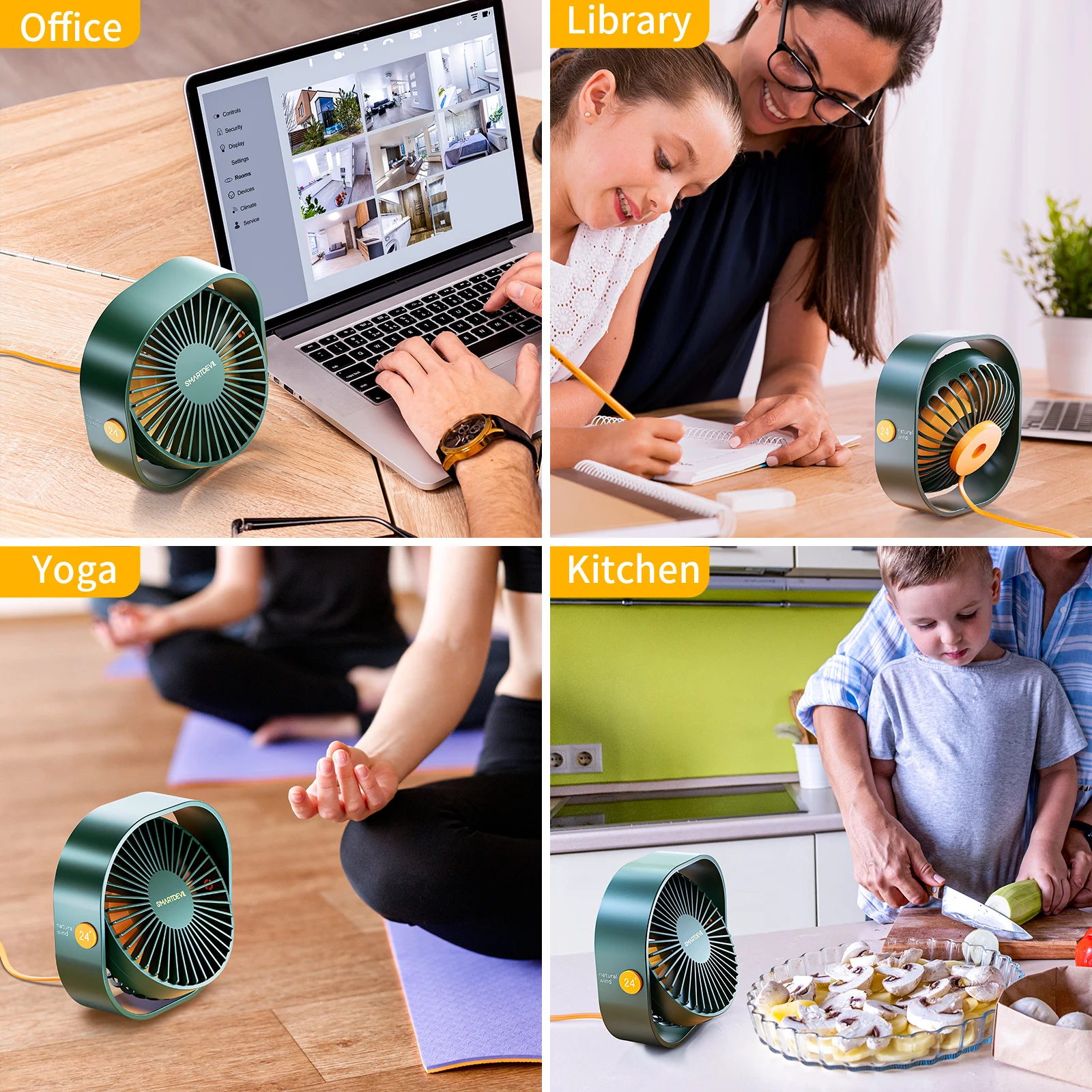 SmartDevil Small Personal USB Desk Fan,3 Speeds Portable Desktop Table Cooling Fan Quiet Operation for Home Office Car Outdoor 5