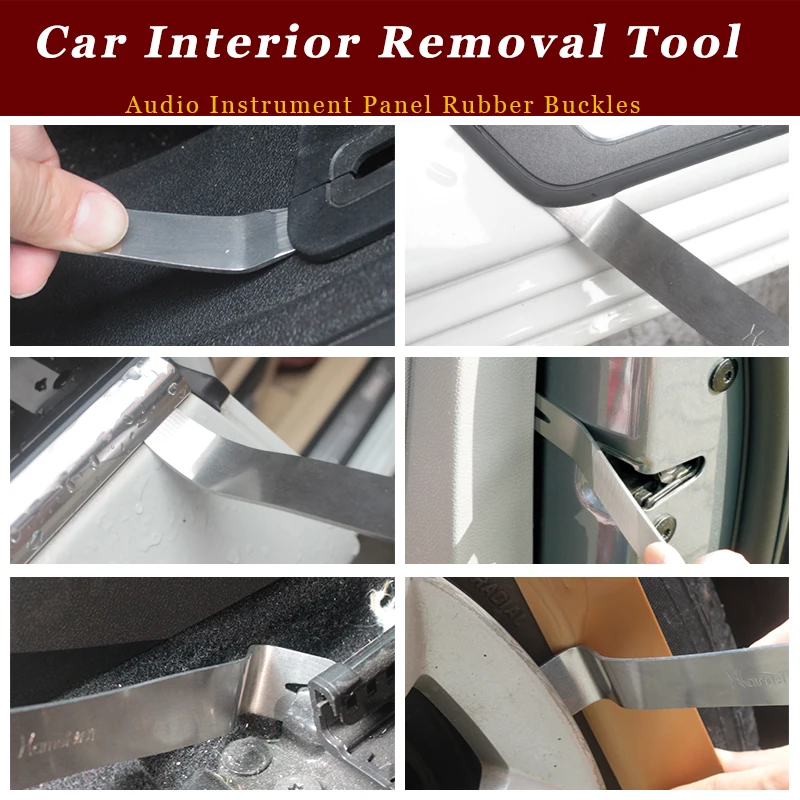 Stainless Steel Auto Radio Door Clip Panel Trim Dash Removal Pry Bar Tool Interior Disassembly Hand Repair Crowbar Tools
