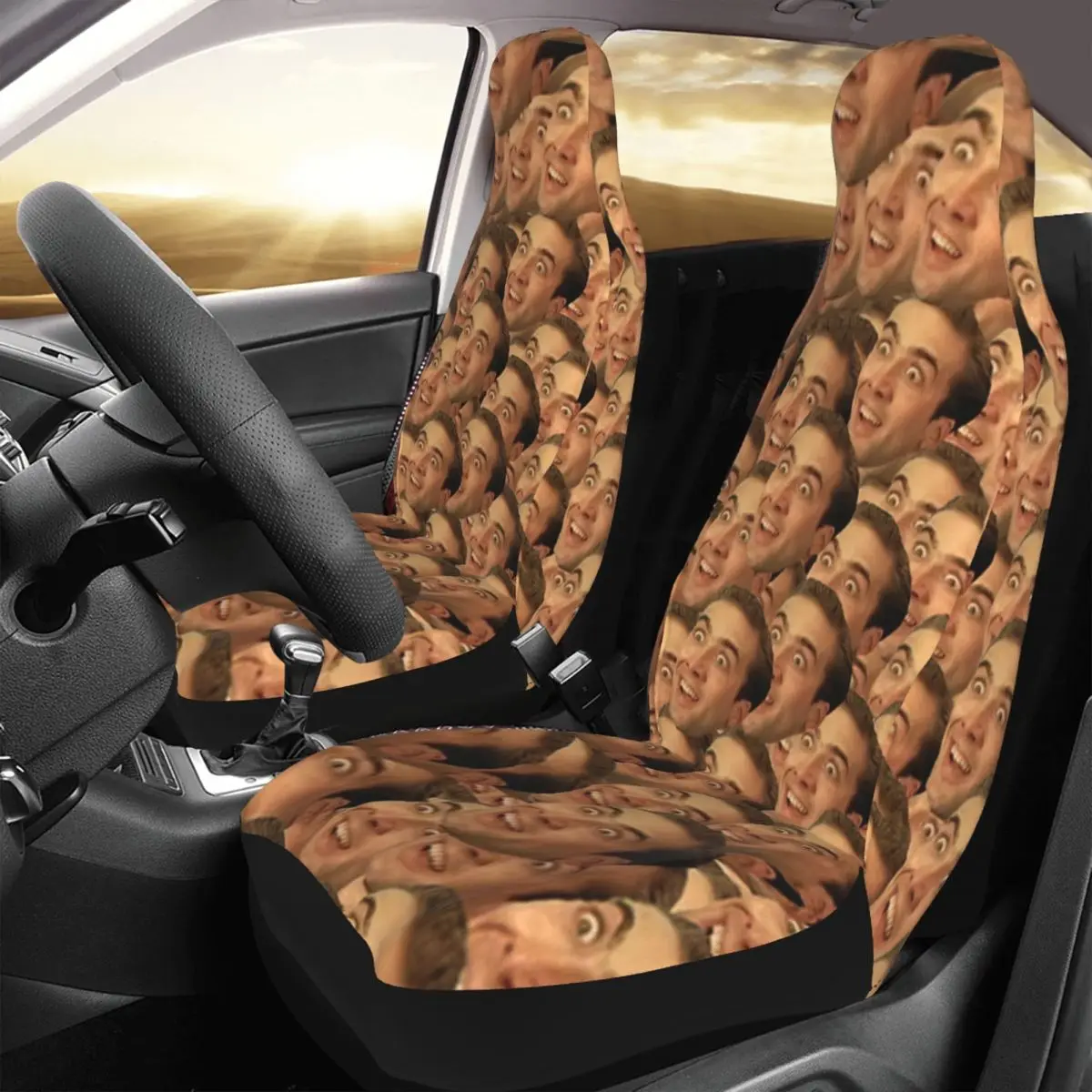 

The Cage Face Car Seat Cover Custom Printing Universal Front Protector Accessories Cushion Set