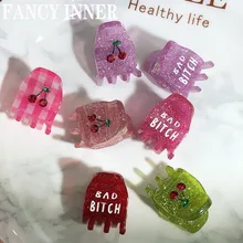  VCH 2022 New Korean Cherry Rhinestone Little Hair Clip Color Sequins Letter Cute Hairpin Trendy Women Girls Hair Accessories 