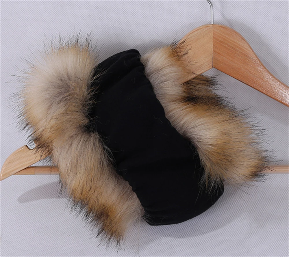 Winter Dicker Fuchspelz-Haarreif Russische Mütze Flauschiges Stirnband Damen Pelz-Stirnband Flauschiges Stirnband Breiter Kopfschmuck Ski-Mützen-Accessoires – Detail 3