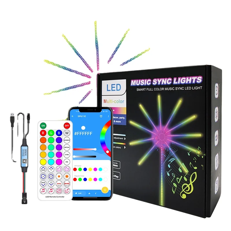 

Changeable Dream Color Firework Light with Remote Smart App Control 5V 30 Leds IP20 IP65 for Party Holiday Room Decoration