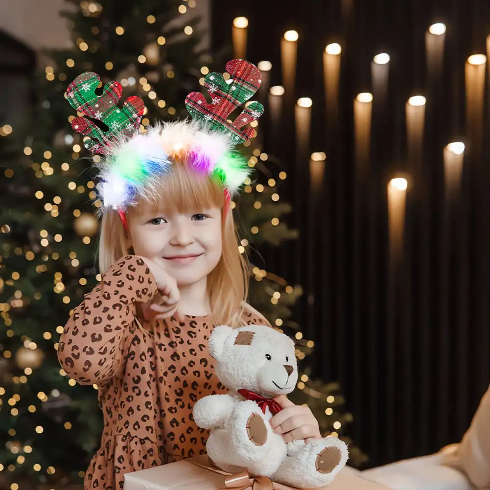 Led Christmas Antler Headband Reindeer Light Up Headband Hair Hoop Children Party Costume Decoration