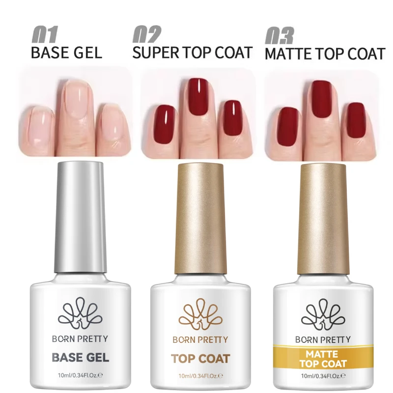 BORN PRETTY 10 ml Basisgel Super Top Coat Maniküre Matte Top Coat Semi Permanent Soak Off UV Gel Lack