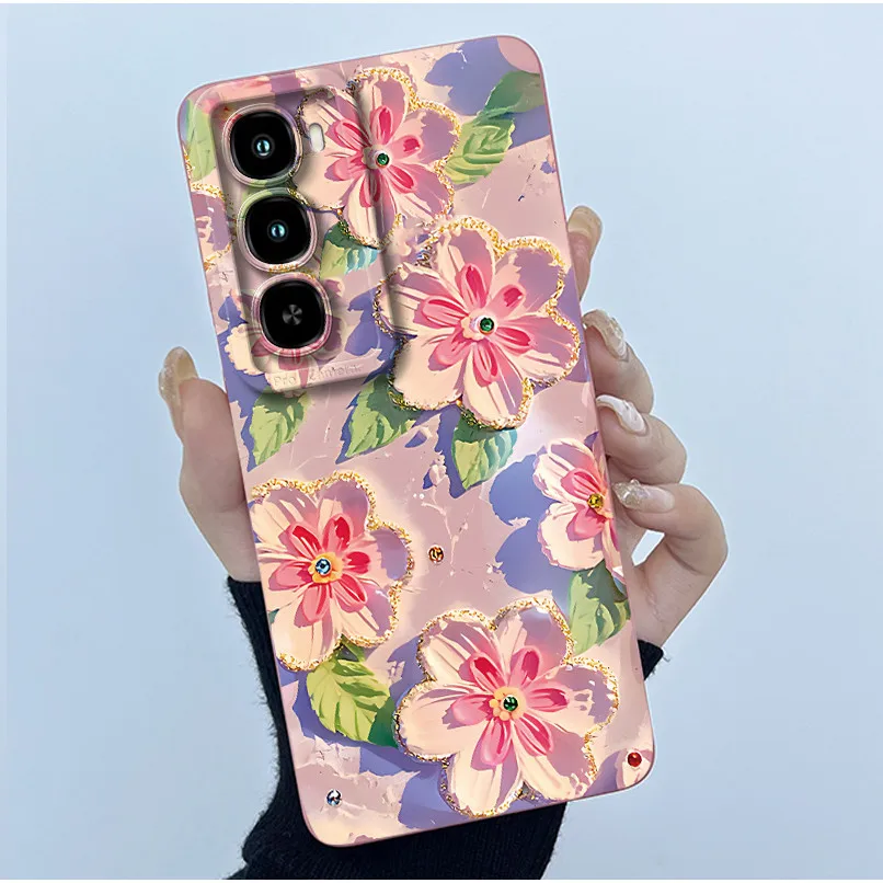 Fashionable Oil Painting Floral Soft Liquid Silicone Phone Case Shell and Back Cover