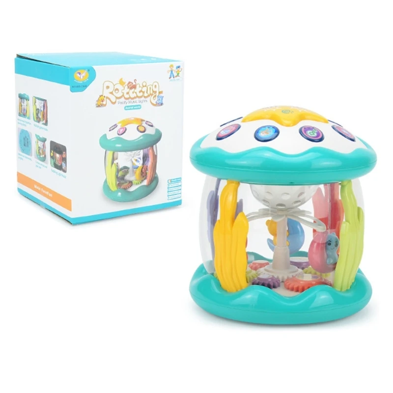 

Glowing Hand Drum Musical Toy for Baby LED Electric Rotary Tambourine Projection Toy for Girls Boys Flashing Light Gift