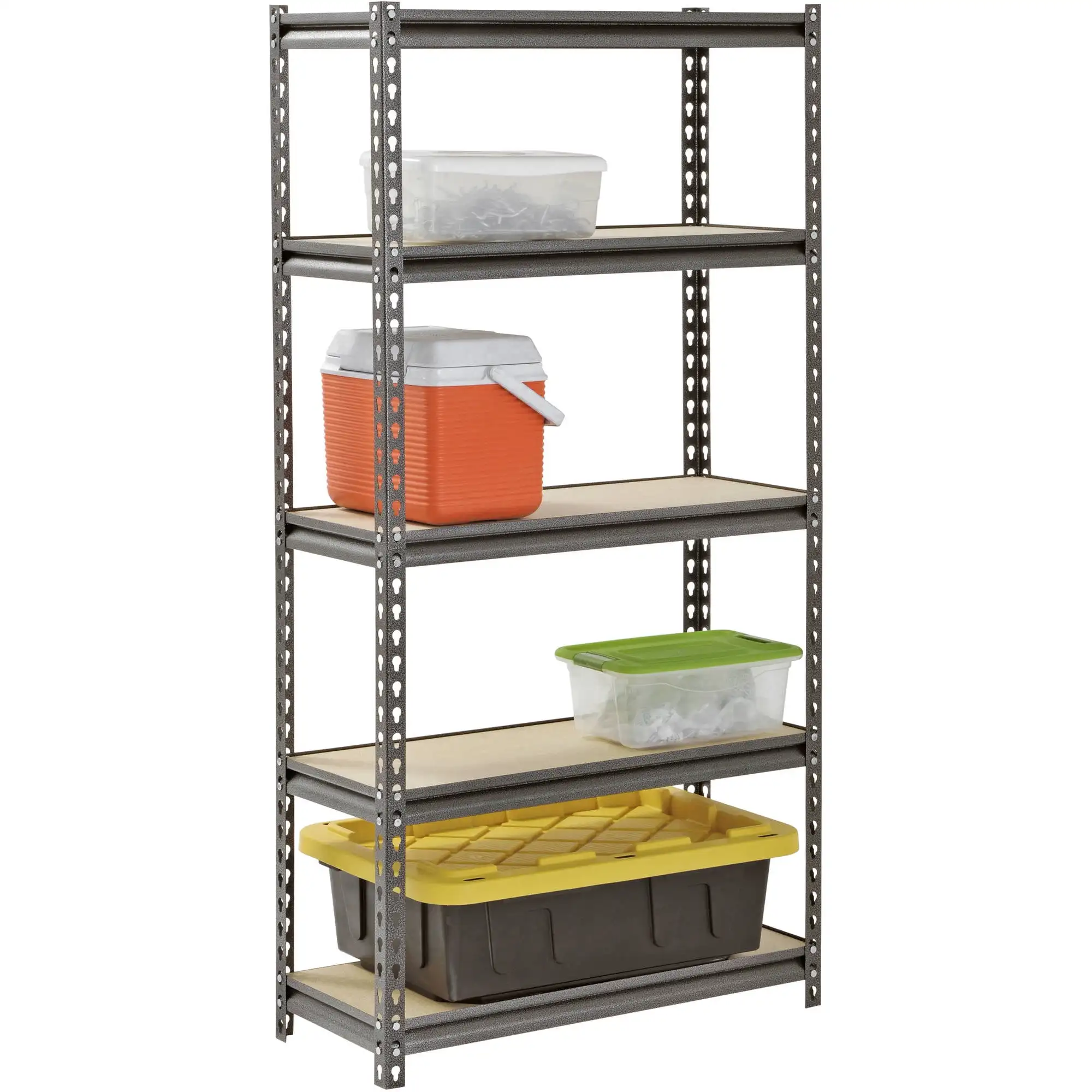 

Muscle Rack 30"W x 12"D x 60"H 5-Shelf Steel Freestanding Shelves, 500 lbs. Capacity per Shelf; Silver