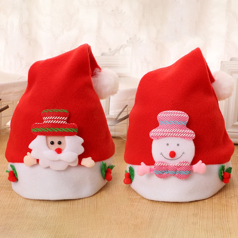 

1pc Kids Children Merry Christmas Hat Snowman Elk Santa Claus Felt Hats Navidad Xmas New Year Party Caps Gift Decoration