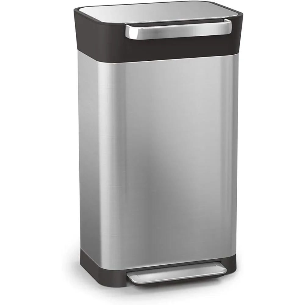 Joseph Joseph Intelligent Waste Titan Trash Can Compactor with Odor Filter, Holds Up to 90L After Compaction Stainless Steel 30L