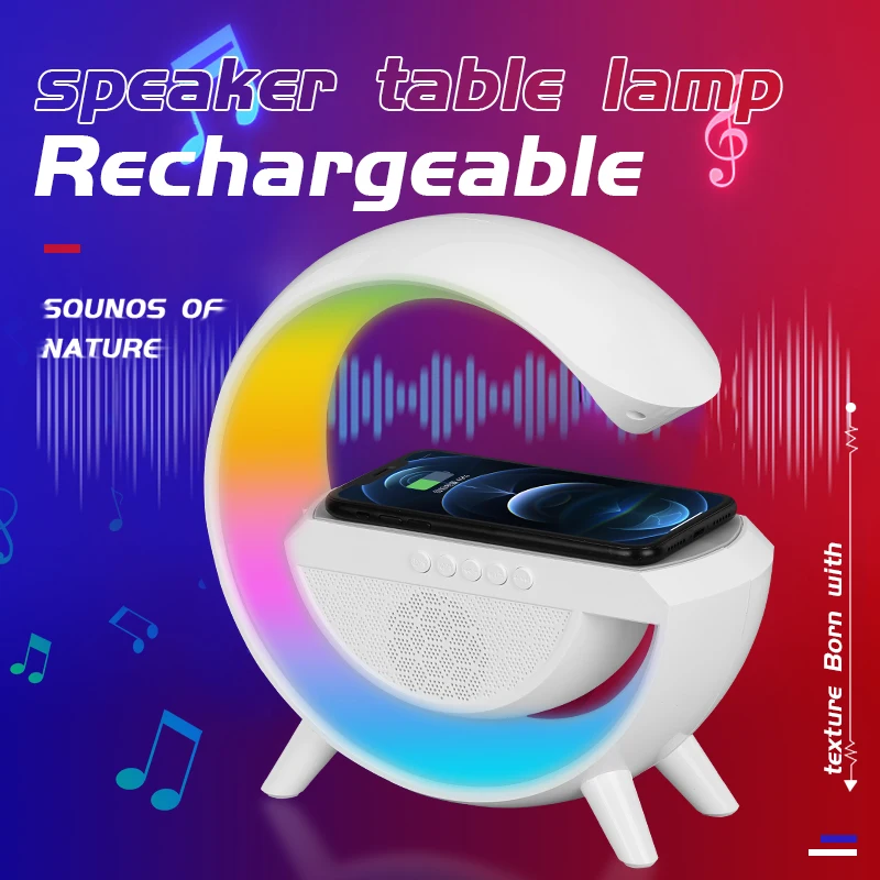 

Speaker Wireless Fast Charging RGB Night Light Atmosphere Lamps Music Moon Blue Tooth Lamp Children Sleep Bedroom Decoration