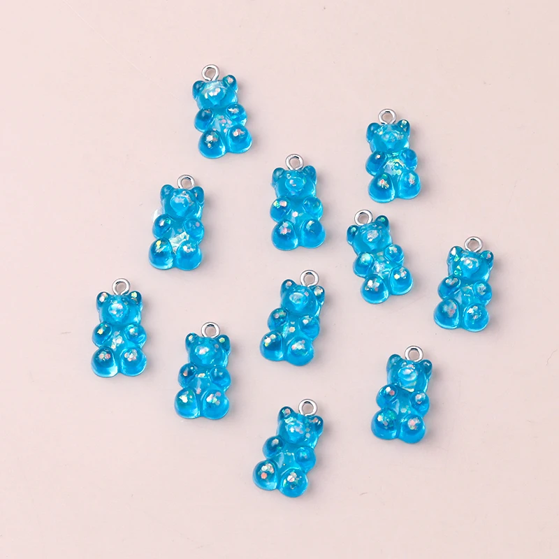 Leslie 10 Stück 22 x 11 mm Harz-Pailletten, Gummibärchen-Charms für Schmuckherstellung, Cartoon-Ohrringe, Anhänger, Halsketten, Armbänder, DIY – Detail 10