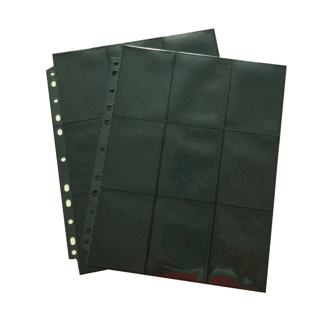 20pcs lot trading cards protectors black album side loading card pages double sided 9 18 pockets for pkm ygo star realm cards 30 Pages/Lot Trading Card Protectors Black (30 Count) Double Sided 9 Pocket Pages (Total 18 Pocket) For Board Games MGT Poke