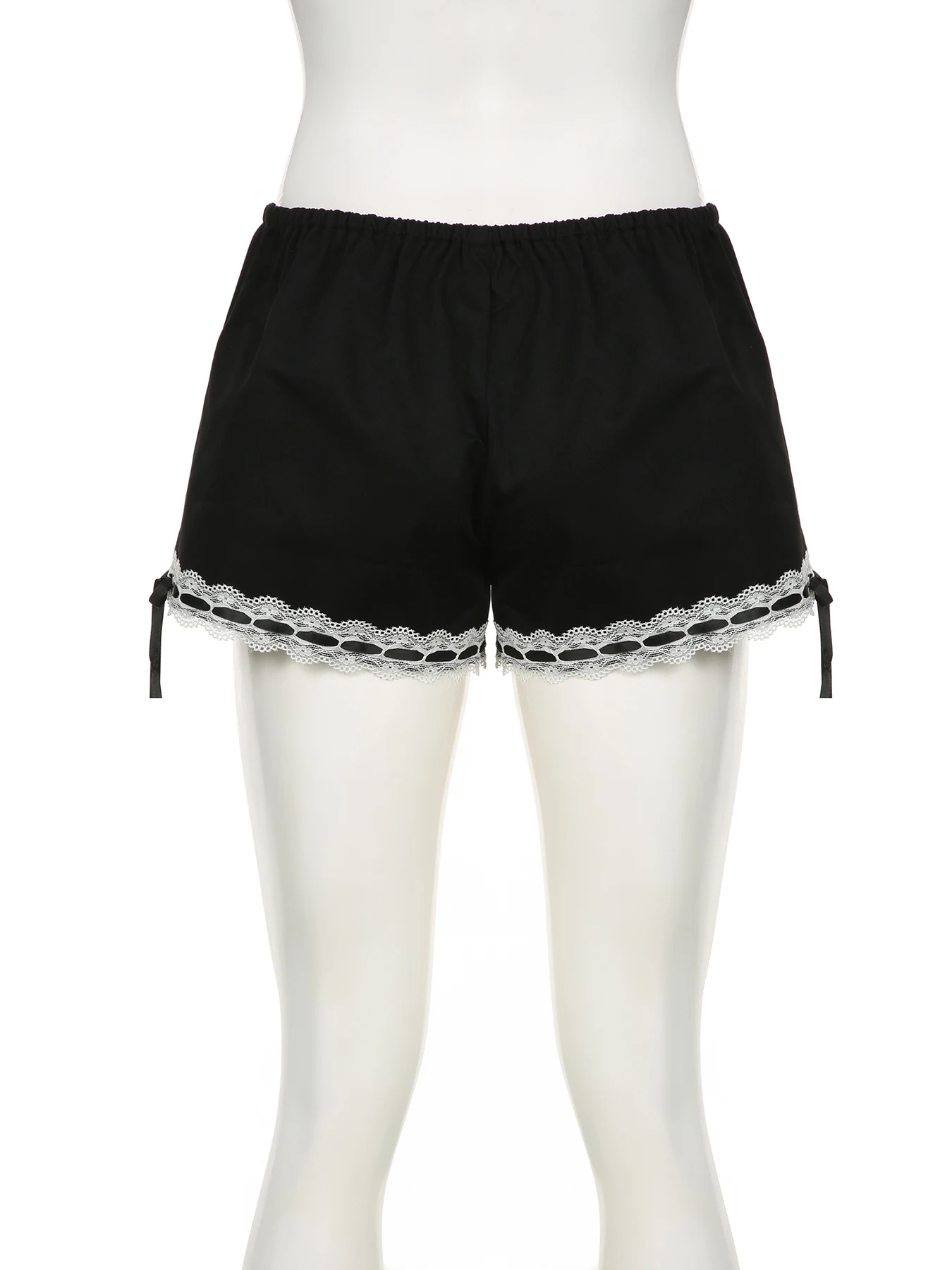 IAMSURE Casual Slim Lace Bow Bandage Shorts Sweet Basic Patchwork Low-Waisted Shorts Women 2024 Summer Fashion Streetwear Lady