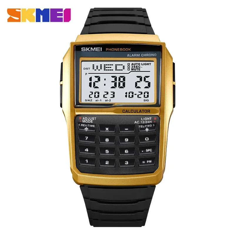 SKMEI 2255 Dual Time Sports calculator Watch for Men Digital Mens Wristwatches Countdown Casual Phone Book Montre Homme 1278