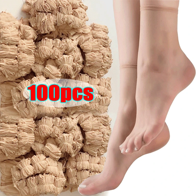 

20-100pcs New Transparent Summer Socks Ultrathin Women Nylon Ladies Female Short Ankle Meias Elastic Crystal Spring Silk Sox