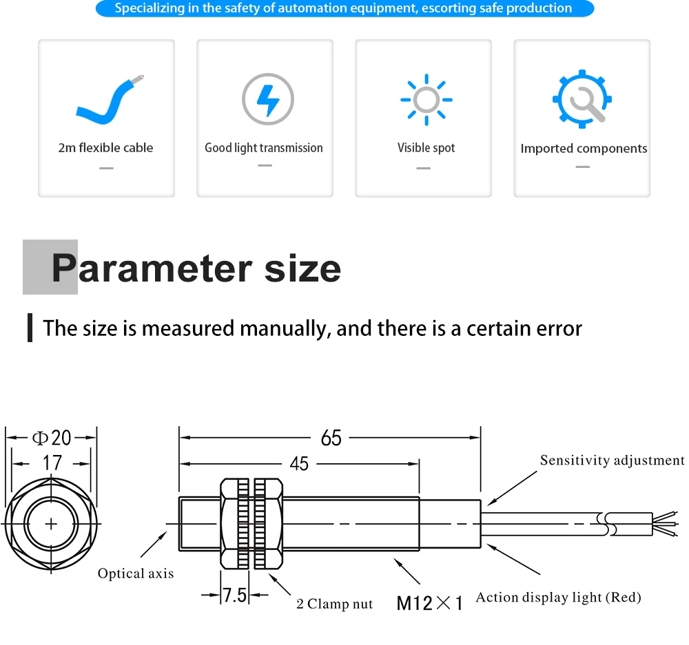 Cloweit Segurança Trabalhando Detecção Laser Sensor, Através