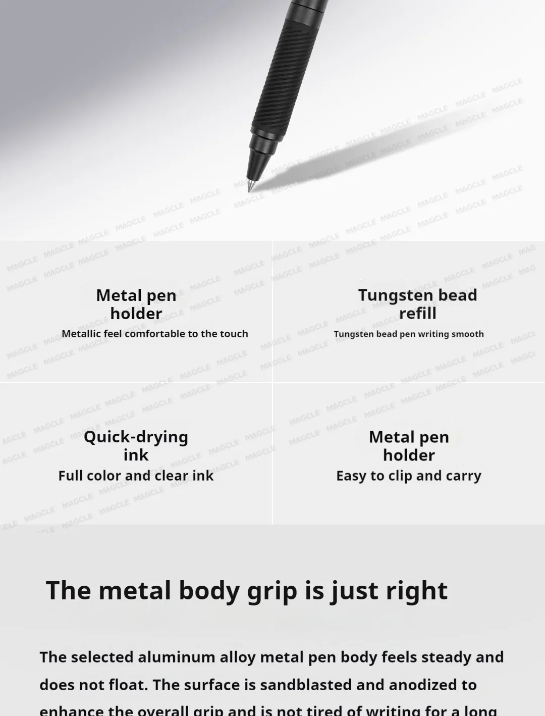 Luxuriöser Metall-Gel-Tinten-Kugelschreiber, 0,5 mm, niedriger Schwerpunkt, glattes Schreiben, für den Schulanfang, Büro, Schreibwaren – Detail 2