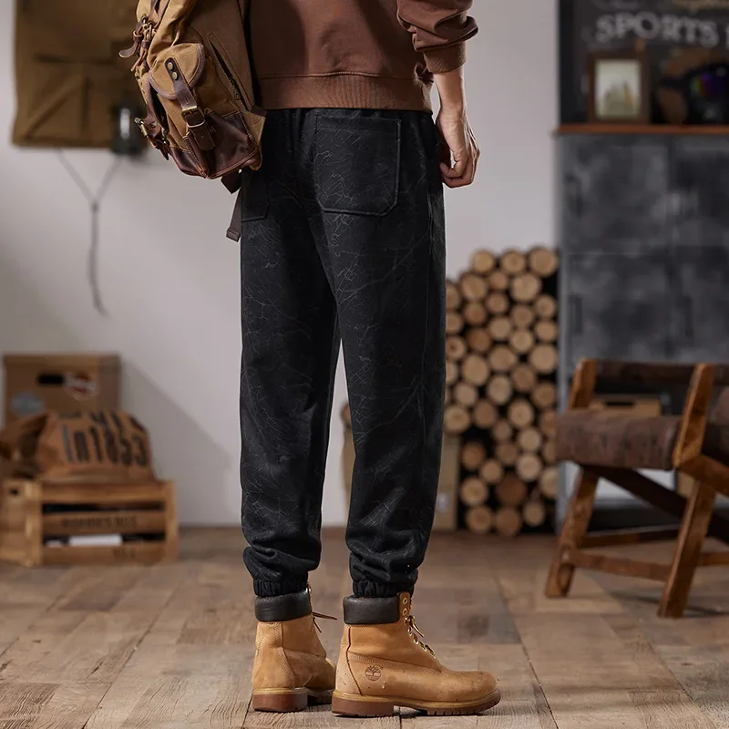 New Autumn/Winter Men's Casual Loose-Fit Plus Size Harajuku Sweatpants American Style Trendy Chamois Leather Velvet Pants