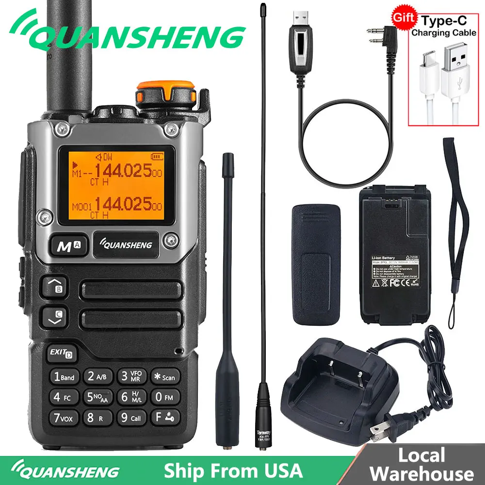 Quansheng UV K5 8 Walkie Talkie Am Fm Communication Ham Amateur Long Range Wireless Set With Programming Cable and 771 Antenna