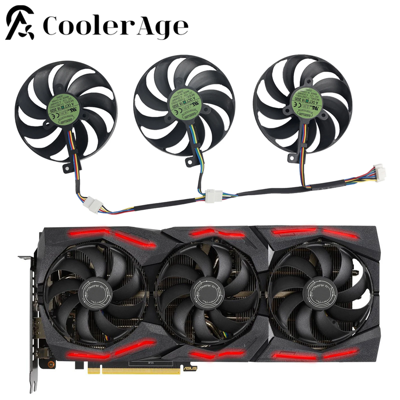 Nuovo 3 Pezzi 87Mm T129215Su Per Asus Rtx2070 Rog Strix-Geforce Rtx 2060 Super 2080 Ti O Rx 5600 Xt Rx 5700Xt Ventole 7Pin Rtx2060 Gpu