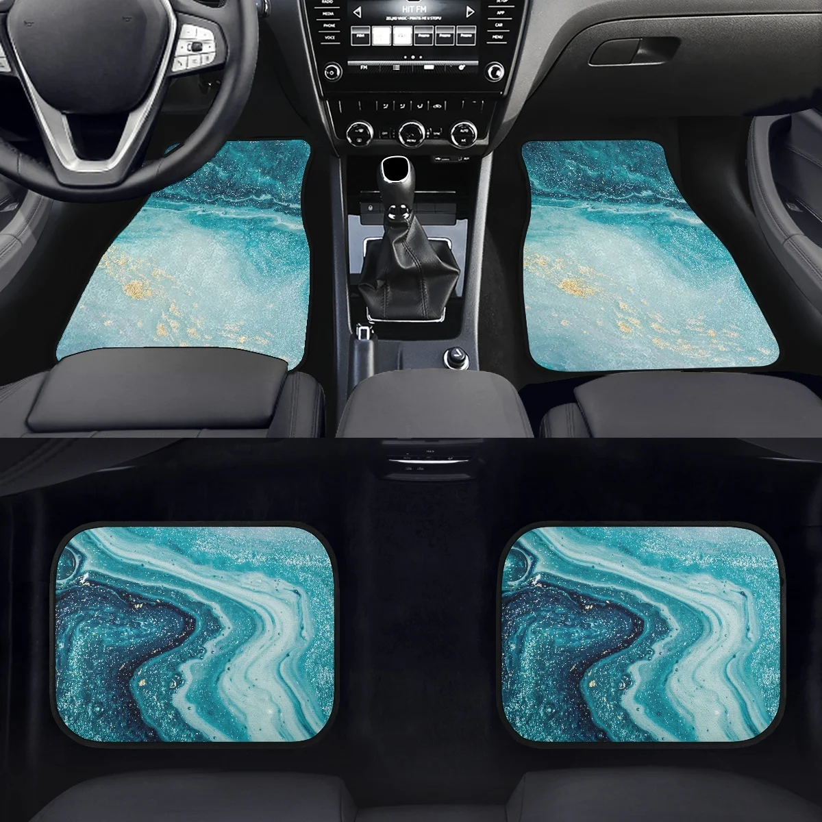 

Auto Carpet Blue Sea Marble Pattern Vehicle Rug for Woman Men Vulcanized Rubber Universal Can Be Cut Auto Styling Decor Parts