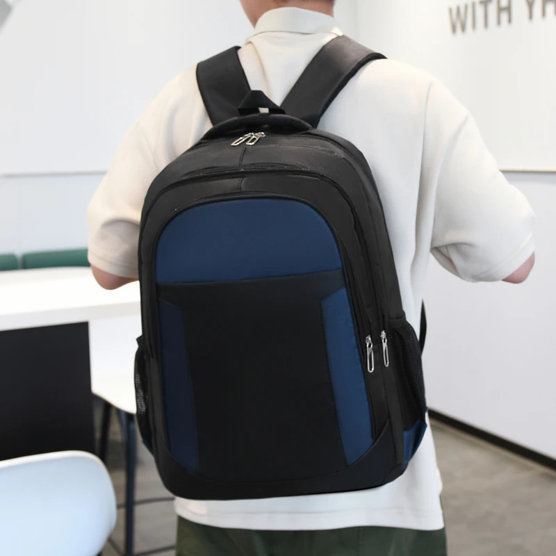 

Fashion New Trend Men Backpack Simple Oxdord Cloth Daily Large Students Bags With Fashionable Pockets Multi-Zipper For Working