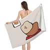 Home bath towels body towels bathroom quick drying microfiber beach Oil painting style man large sports towel cute dog funny 3