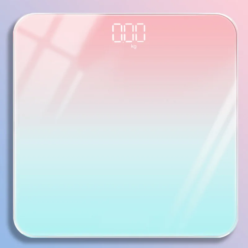 Pink Bathroom Scale Floor Digital Scale Weight Glass LED Smart Electronic Balance Weight
