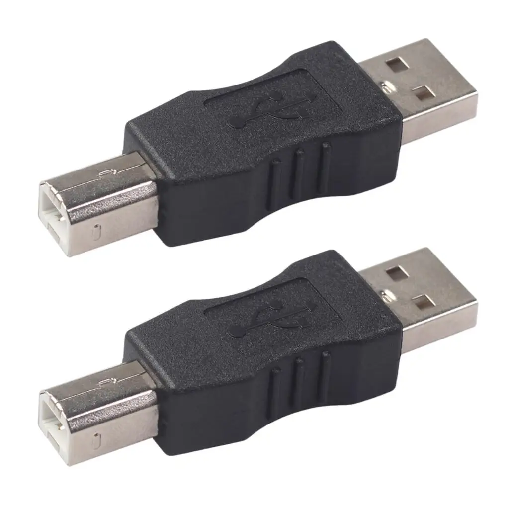 플라스틱 USB 유형 A 남성 - USB 유형 B 남성 프린터 어댑터 변환기 2팩