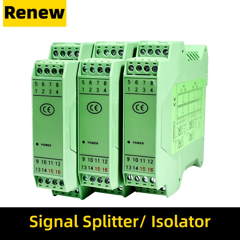 

DC Current / Voltage Analog Isolated Distributor Signal Isolator 4-20ma to 0-5V One Input Two Output Converter