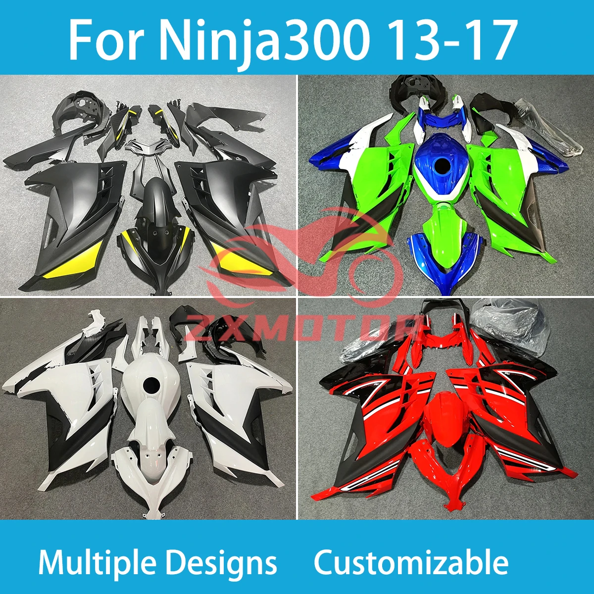 

Обтекатели для KAWASAKI Ninja300 2013-2017, гоночный мотоцикл Ninja250 13 14 15 16 17, обтекатель для мотоцикла, комплект деталей