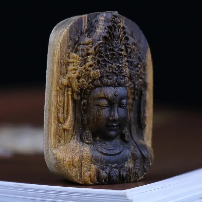 Vietnam Nha Trang Vecchi Materiali Scacchi Gialli Sommersi Nan Eaglewood Buddha Ciondolo Preghiera Ciondolo Uomini E Donne