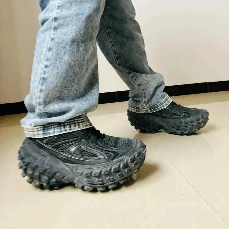 Designer Men Safety Paris Walking Old Dad Height Increasing Defender Thick Sole Mesh Breathable Casual Sneakers Tire Tank Shoes