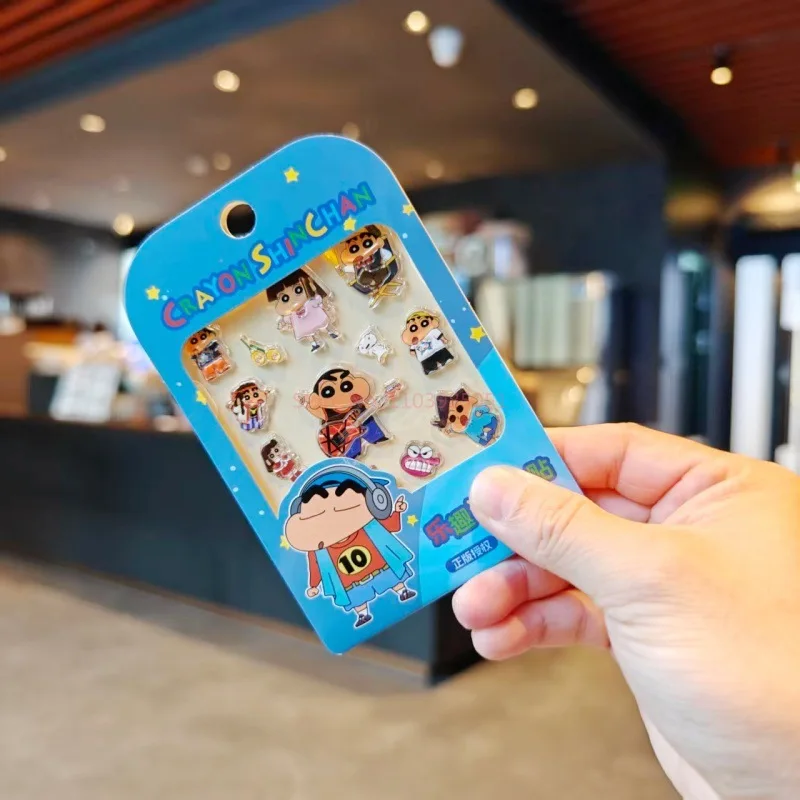 1/6pcs Kawaii Crayon Shin-Chan 3d 크리스탈 스티커 Diy 휴대 전화 케이스 장식 학생 계정 앨범 스티커 편지지 선물