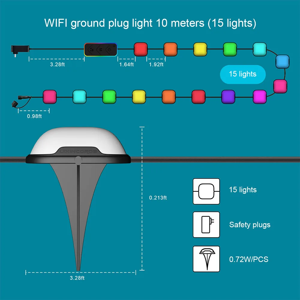 Tanie 15 LEDs inteligentne oświetlenie trawnika RGB Tuya WIFI ogrodowa podziemna lampa gruntowa sklep