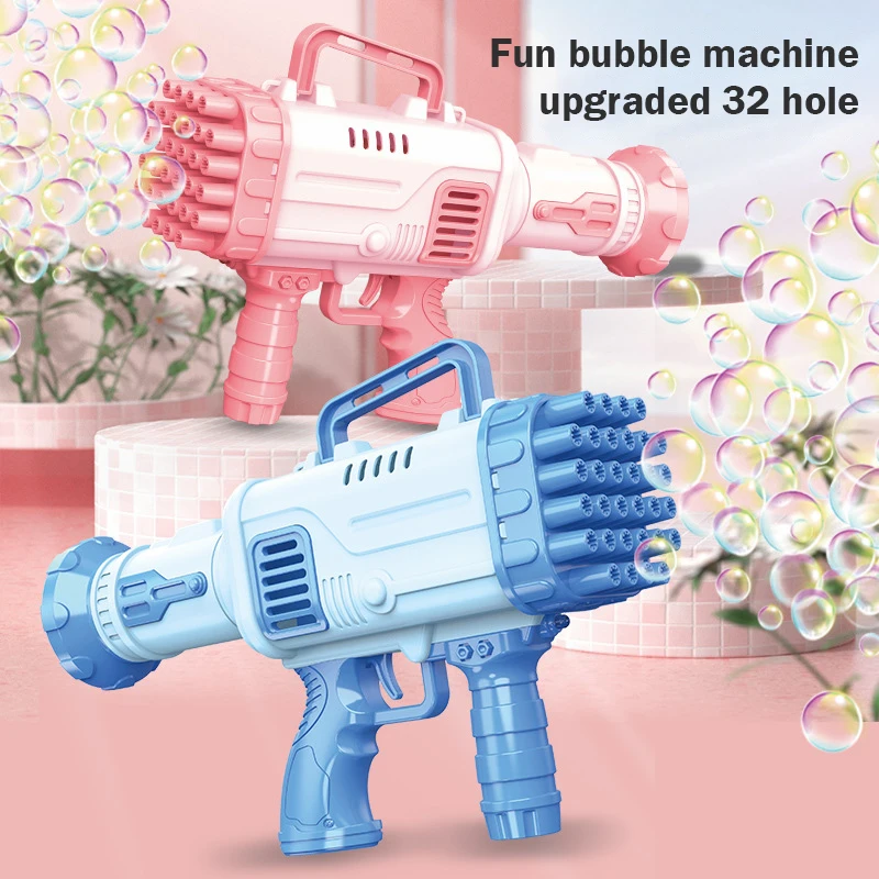 

Bubble Gun Soap 32 Holes Rocket Bubbles Machine Gun Shape Automatic Blower Pomperos Outdoor Toys Gifts For Kids Children Party