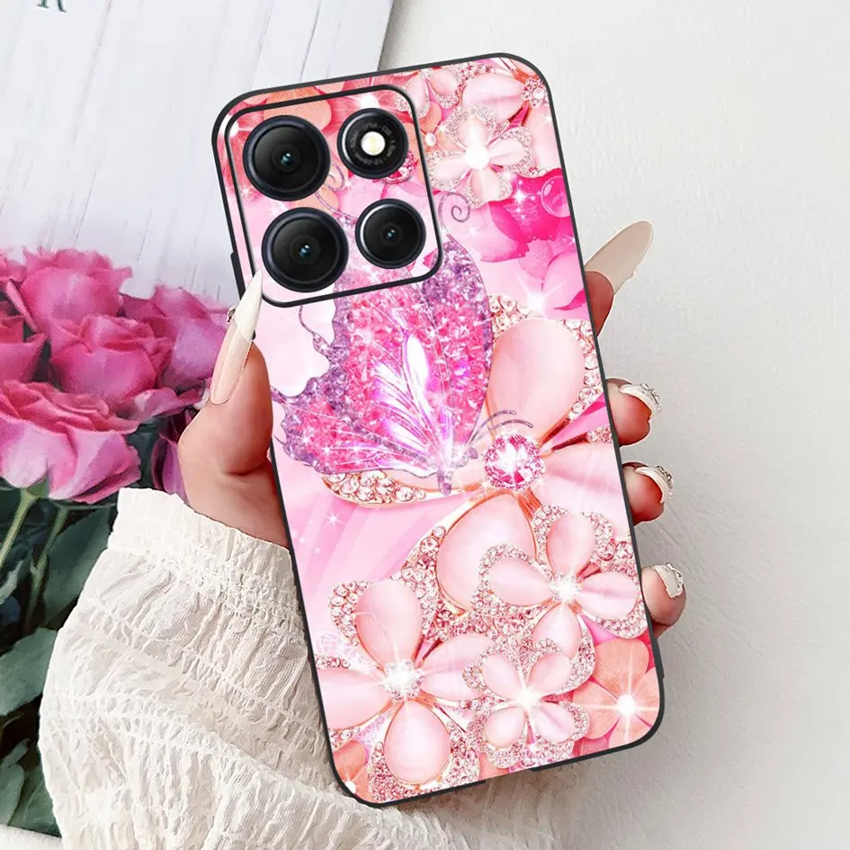 Floral Bamboo Cat Cartoon Soft Silicone Back Cover