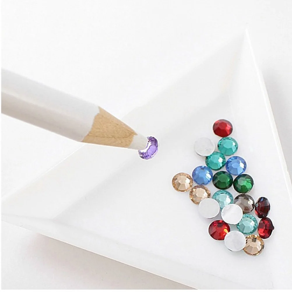 12 Pcs White Pencil Nail Diamonds Rhinestones Tools Gems Picker Point Wax Manicure Dotting Glue 5