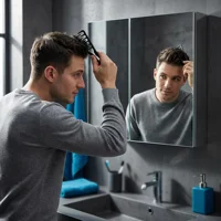 Peigne de coiffure pour homme, en plastique, adapté au quotidien, aux voyages d'affaires, aux déplacements, au bureau et à l'usage en dortoir. Portable, compact, facile à ranger. Aide à créer du volume à la racine des cheveux, à organiser les mèches rebelles, à créer une texture et à réaliser des coiffures lissées. Outil de coiffure et de toilettage 3