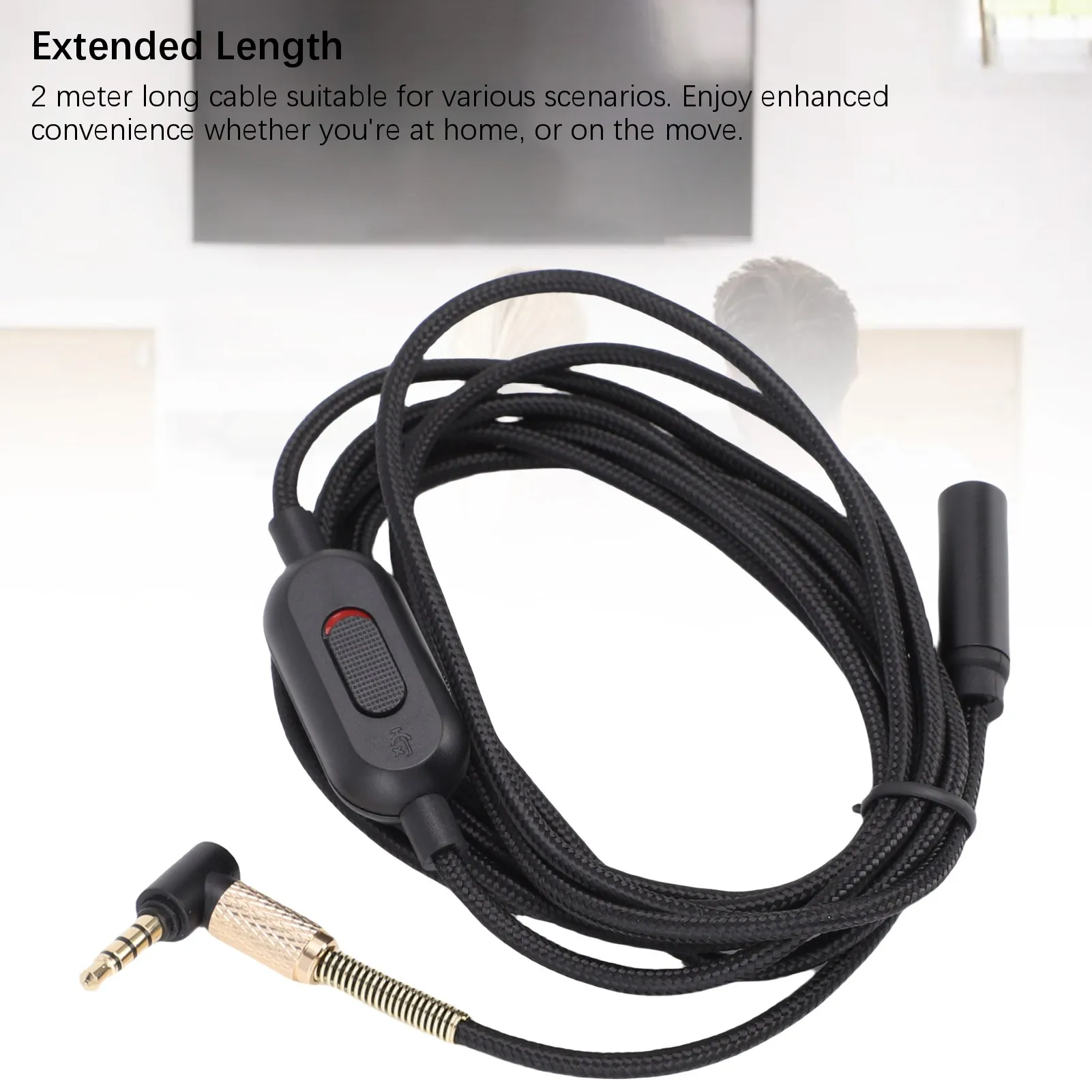 Headphone Extension Cable 3.5mm Sound Stereo Extender Cord Nylon Wire with Volume Control for Earphones Earphone Extension Cable