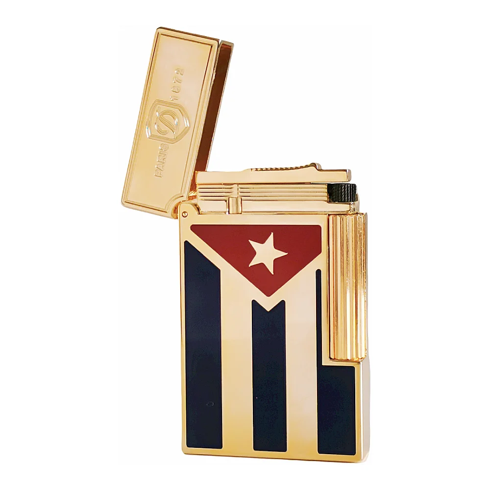 Cuba Gas Lighters Brass Lacquer Cuban Flag Smoking Accessories Tobacco Cigar Cigarette  Men Gift Collections Ding Sound 3