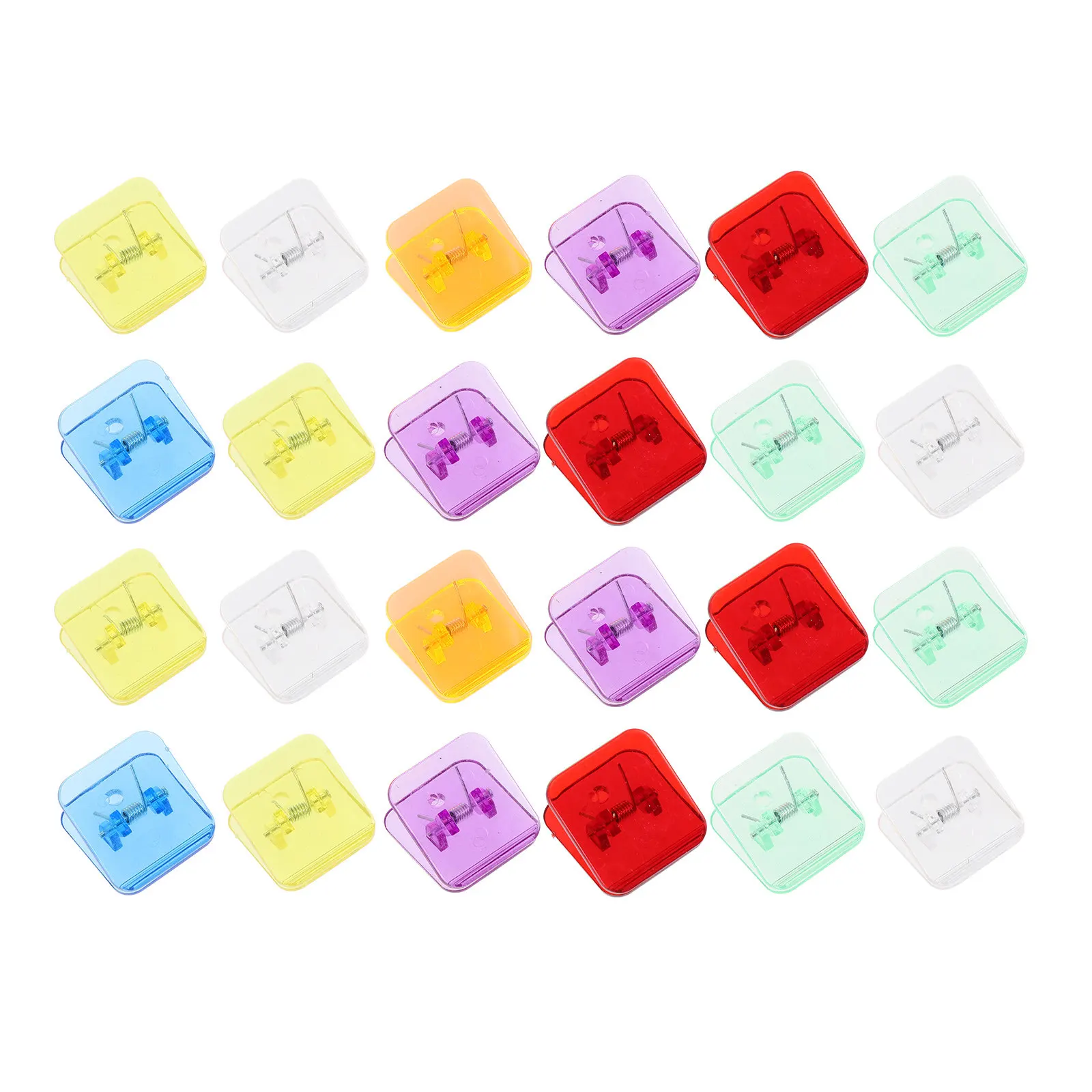 24pcs 다기능 종이 클립 사무실 홈 학교용 플라스틱 클램프 부드러운 파일 주최자 문구 용품