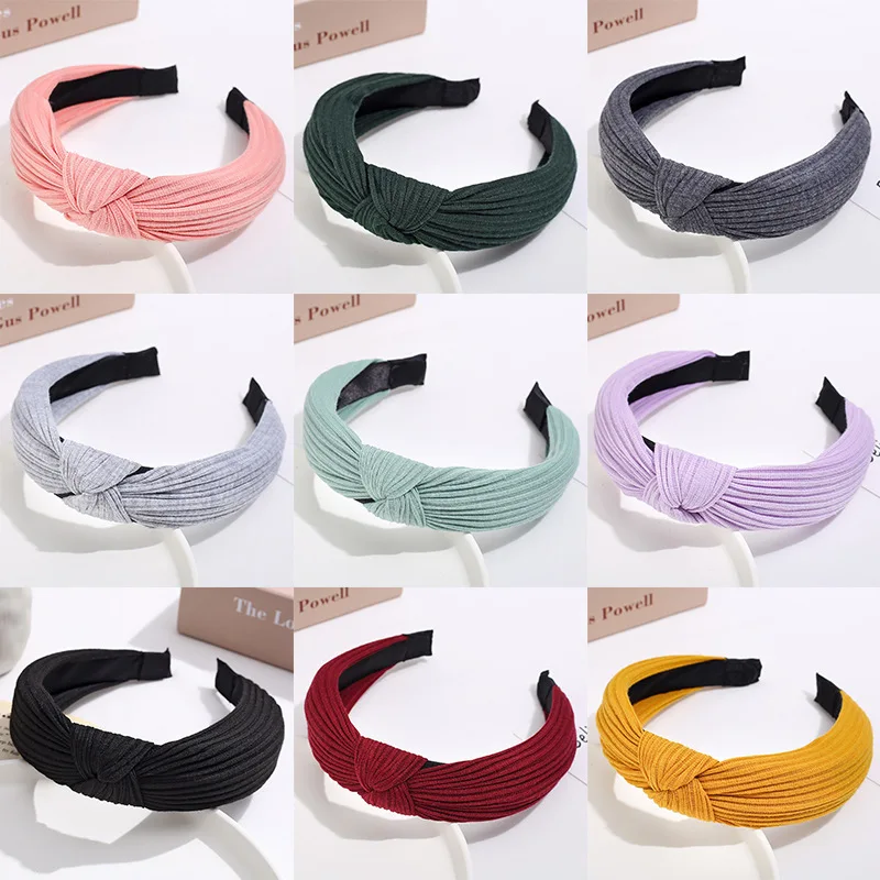 

TwinkLei Solid Color Knitting Hairband for Women Handmde Knotted Hair Hoop Simple Headband Girls Hair Accessories