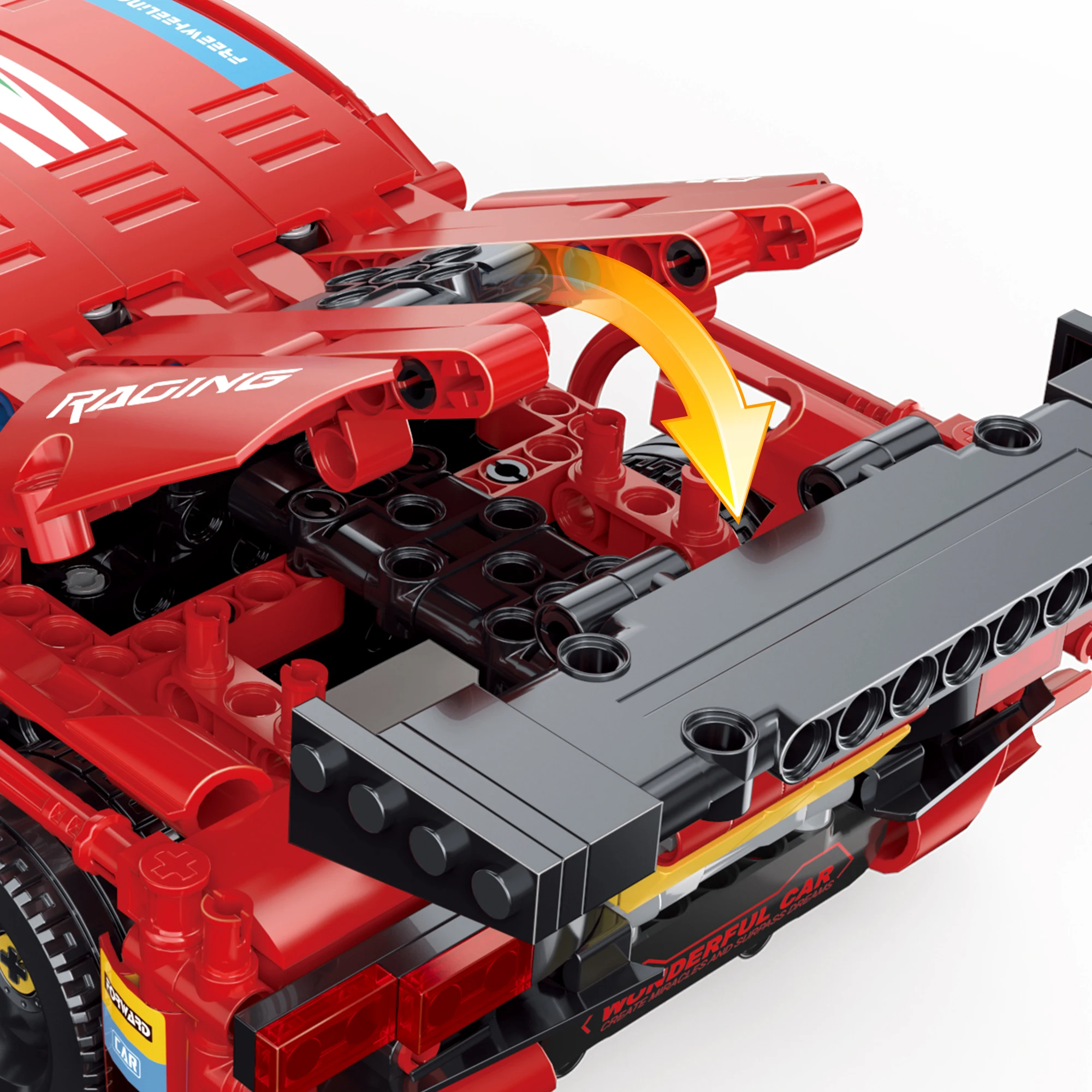 Red Racing Car Building Set - 642-Piece Collectible Sports Car Construction Kit - Perfect Back To School Toy For Boys